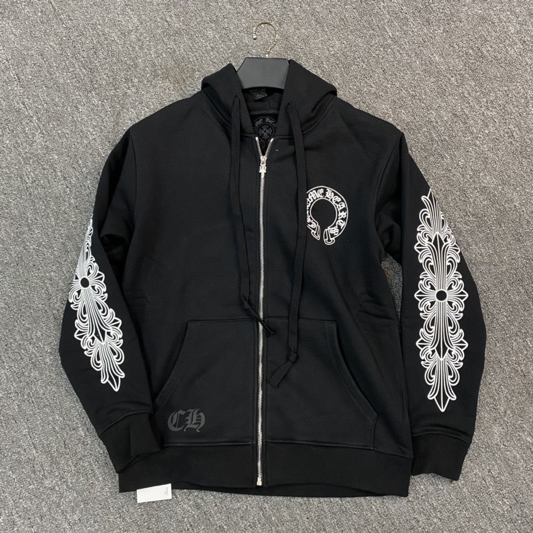 Chrome Hearts 克罗心 马蹄花花臂拉链卫衣 外套 长袖 黑色 A5 CH-04466901