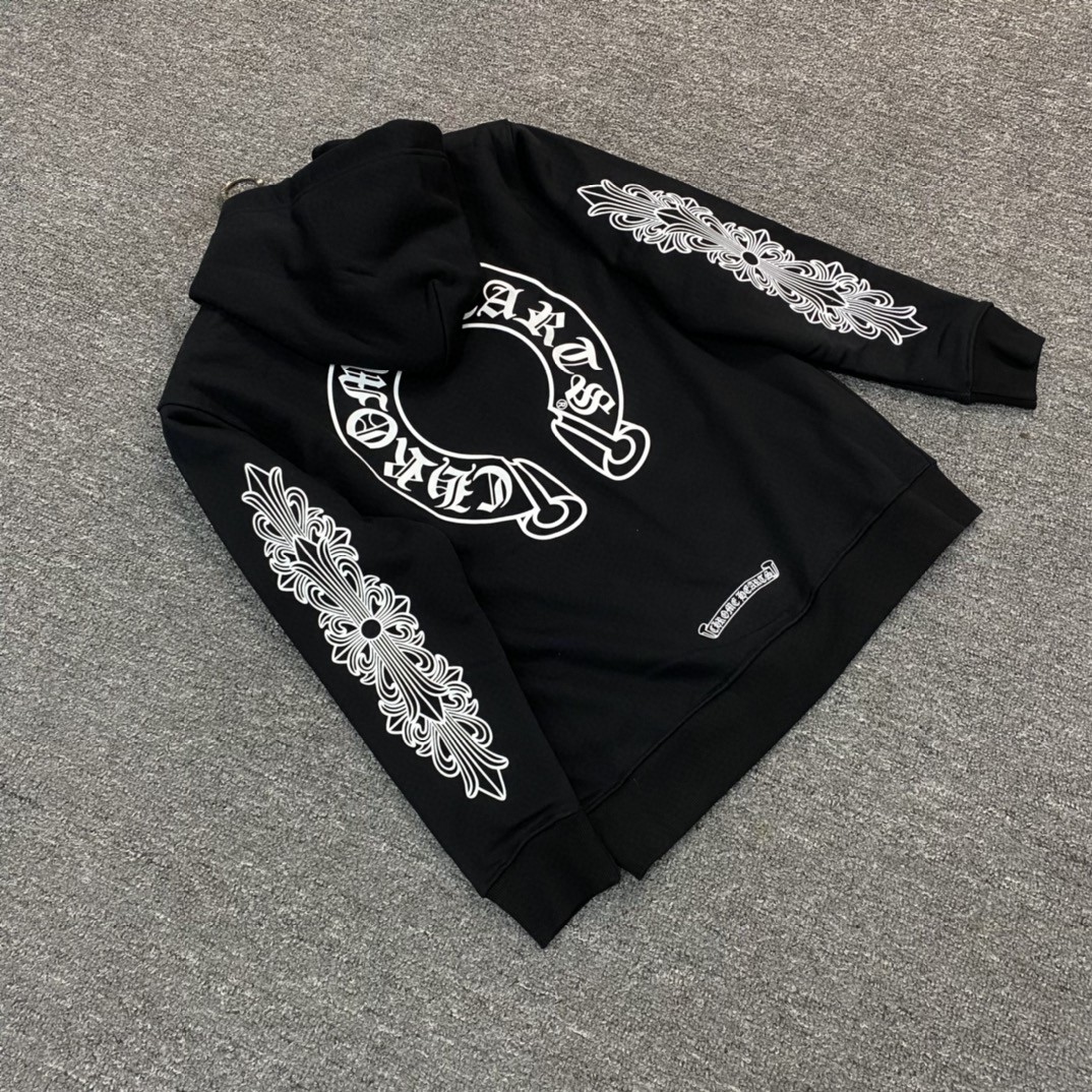 Chrome Hearts 克罗心 马蹄花花臂拉链卫衣 外套 长袖 黑色 A5 CH-04466901