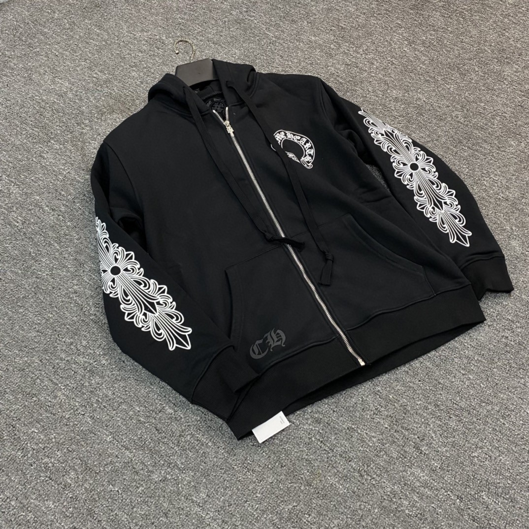 Chrome Hearts 克罗心 马蹄花花臂拉链卫衣 外套 长袖 黑色 A5 CH-04466901
