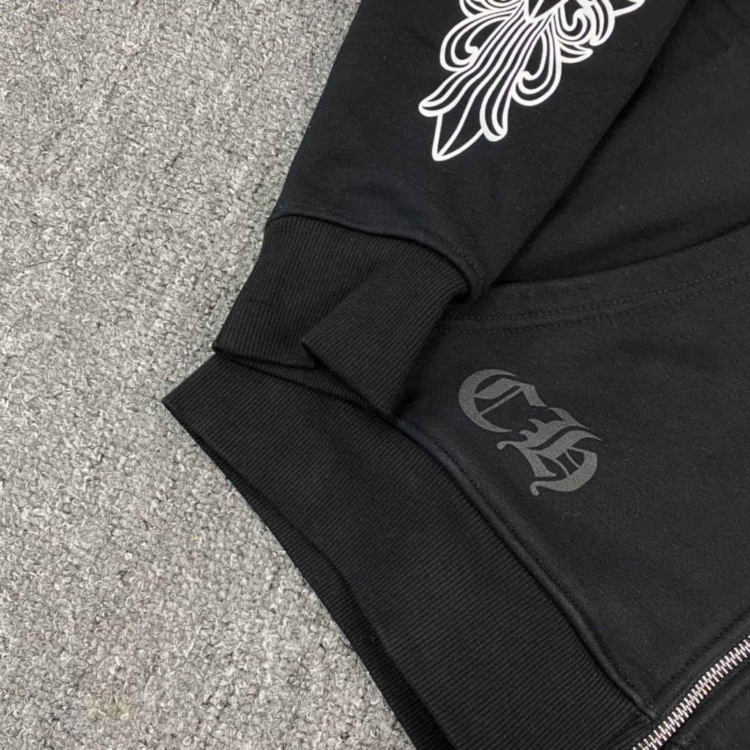 Chrome Hearts 克罗心 马蹄花花臂拉链卫衣 外套 长袖 黑色 A5 CH-04466901