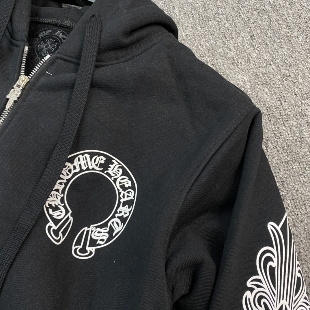 Chrome Hearts 克罗心 马蹄花花臂拉链卫衣 外套 长袖 黑色 A5 CH-04466901
