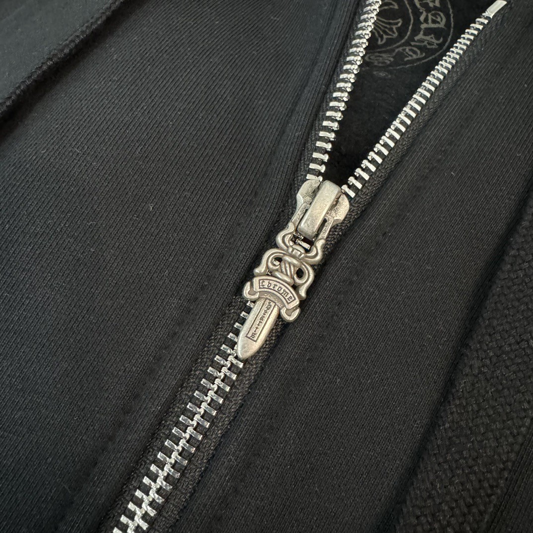 Chrome Hearts 克罗心 经典卷轴印花拉链卫衣 外套 长袖 黑色 A5 CH-2655712