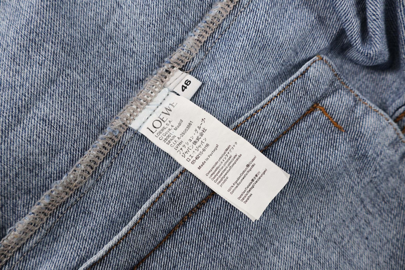 Loewe 罗意威 手臂刺绣牛仔外套 牛仔衣 夹克 长袖 秋冬 蓝色 黑色 C0 H526Y50W41-5320