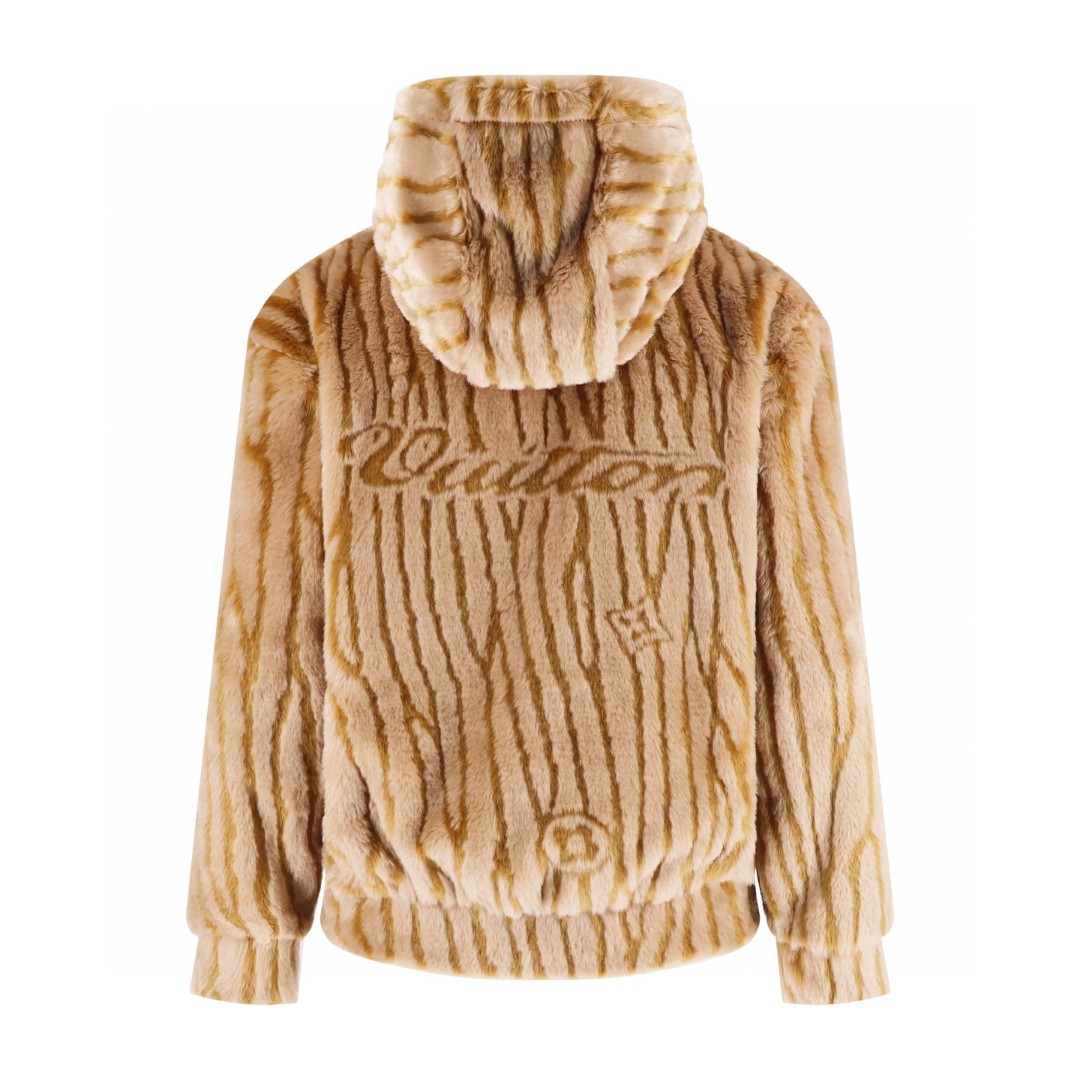 LOUIS VUITTON 路易威登 滑雪系列虎纹绒面连帽外套 夹克 棕色 C0 1AJCDX