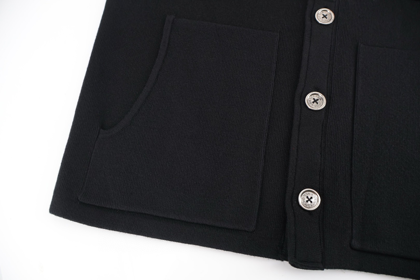 Chrome Hearts 克罗心 羊毛拼皮梵文刺绣针织开衫 毛衣 针织衫 外套 长袖 黑色 C0