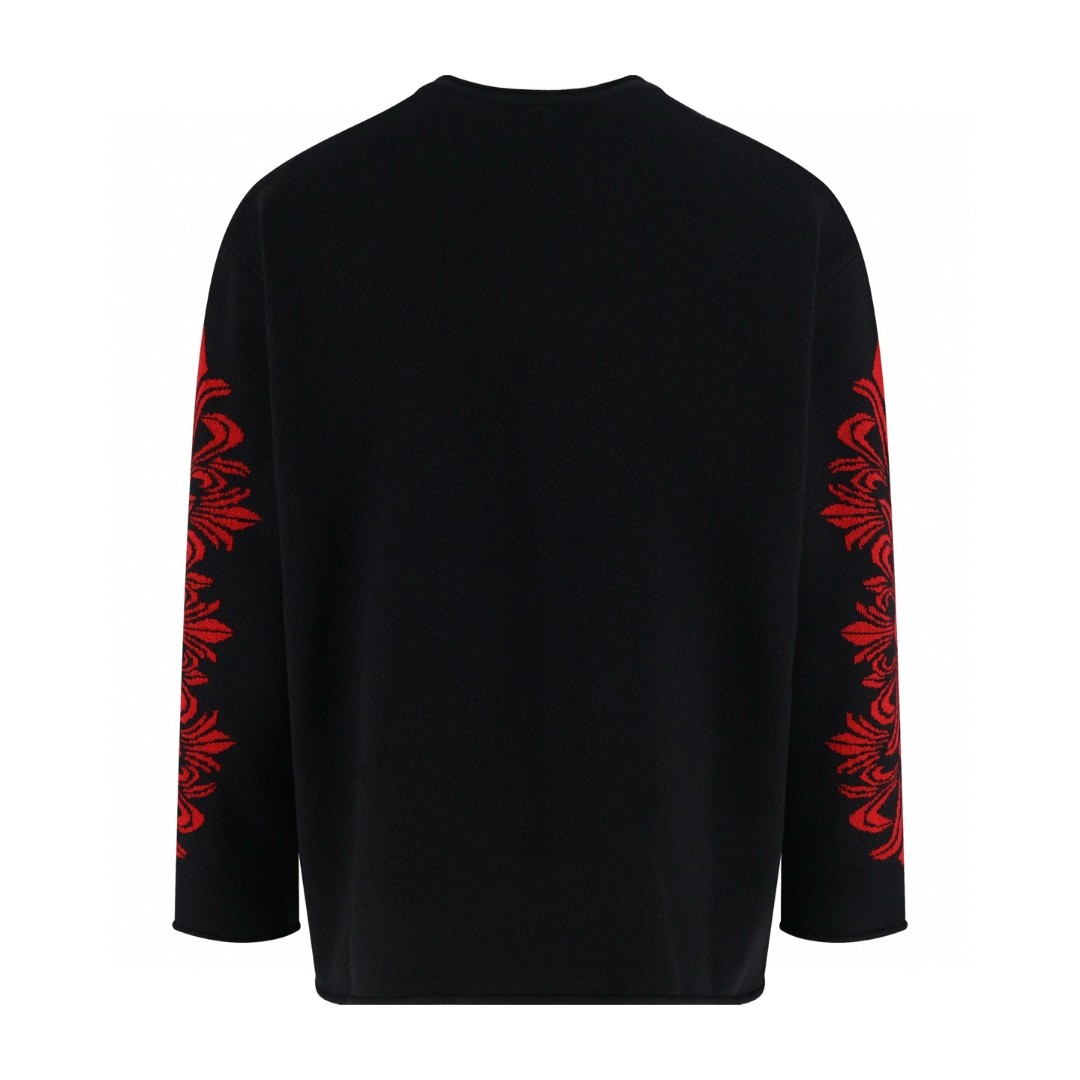 Chrome Hearts 克罗心 羊毛拼漆皮毛衣 针织衫 外套 长袖 黑色 B0 CH-20251146