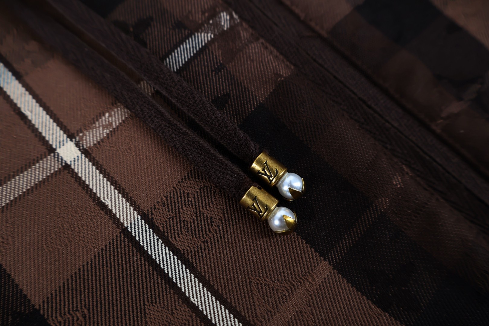 LOUIS VUITTON 路易威登 格纹徽标连帽外套 卫衣 夹克 棕色 D0 1AIJQ8