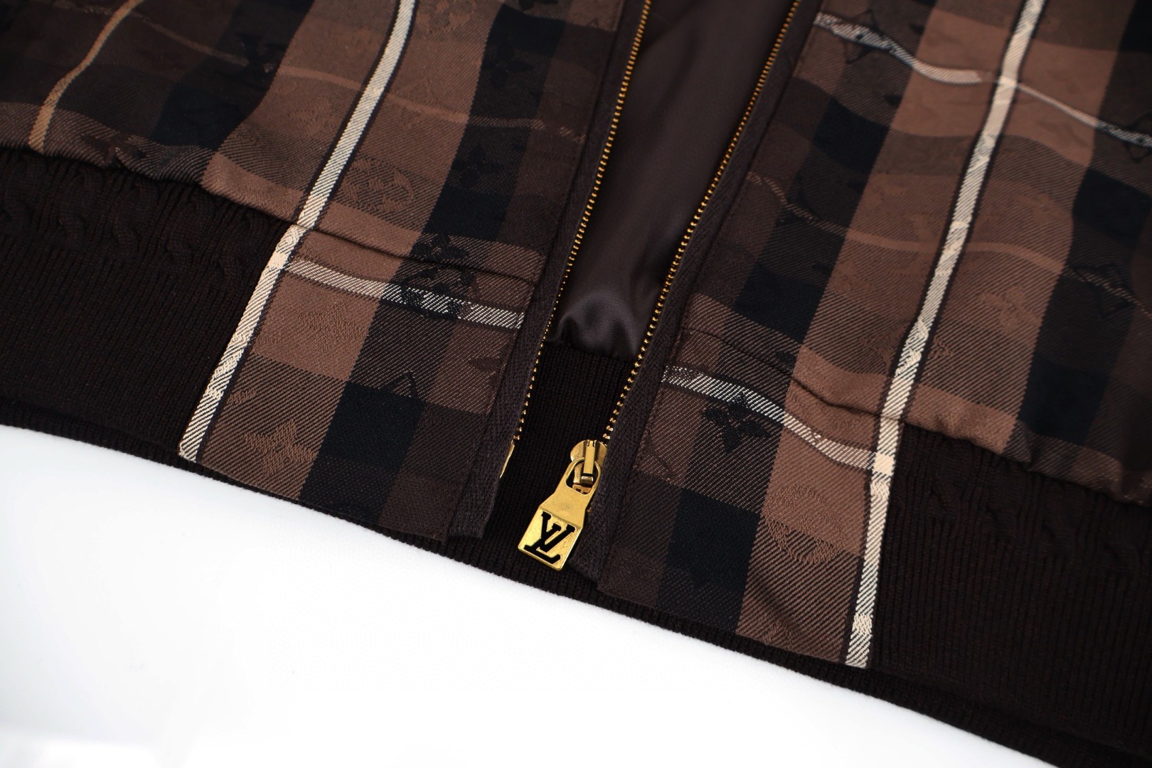 LOUIS VUITTON 路易威登 格纹徽标连帽外套 卫衣 夹克 棕色 D0 1AIJQ8