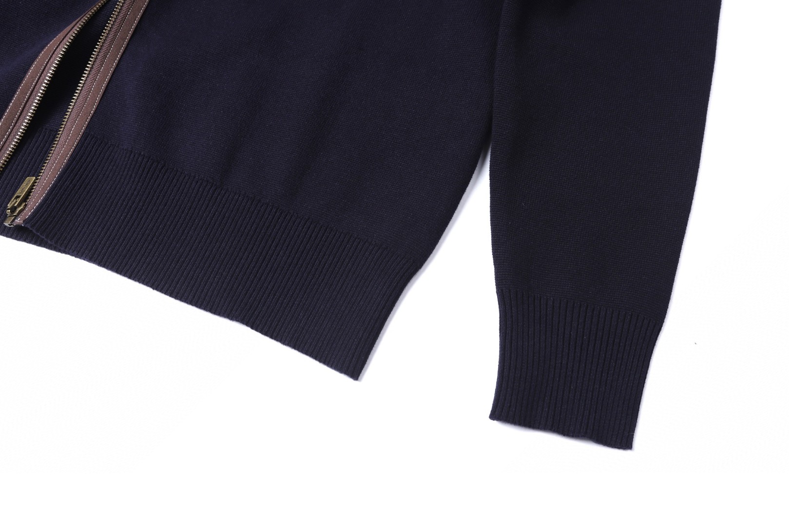 MIU MIU 缪缪 翻领皮革徽标拉链外套 夹克 长袖 保暖 棕蓝色 C0 MMJ149-18HN-F057W-S-OOO