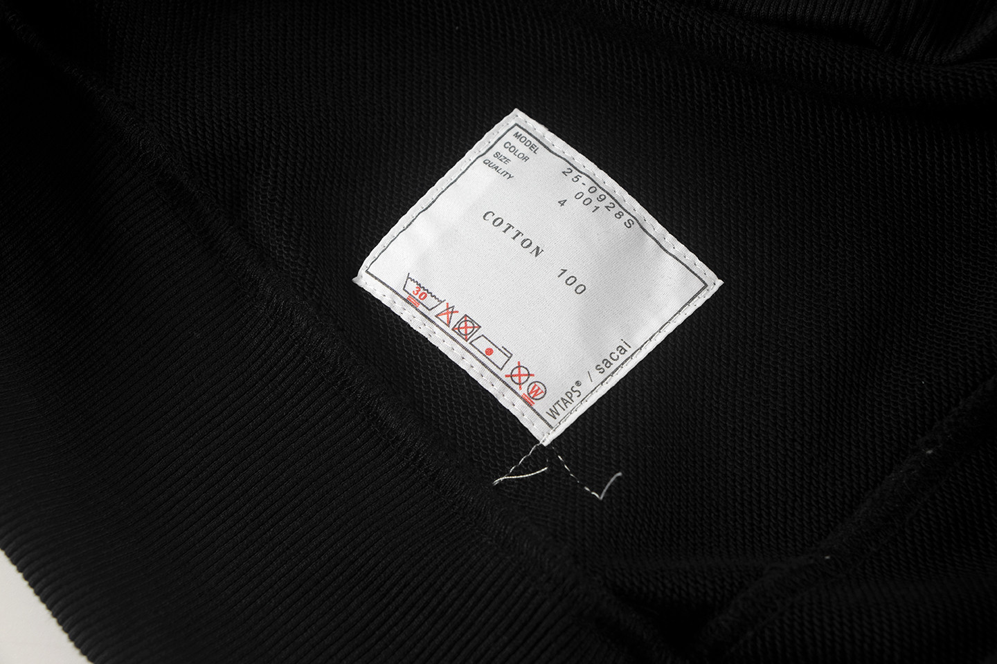 WTAPS Sacai 联名圆领卫衣 长袖 黑色 白色 A5 2423234D-CSM02S