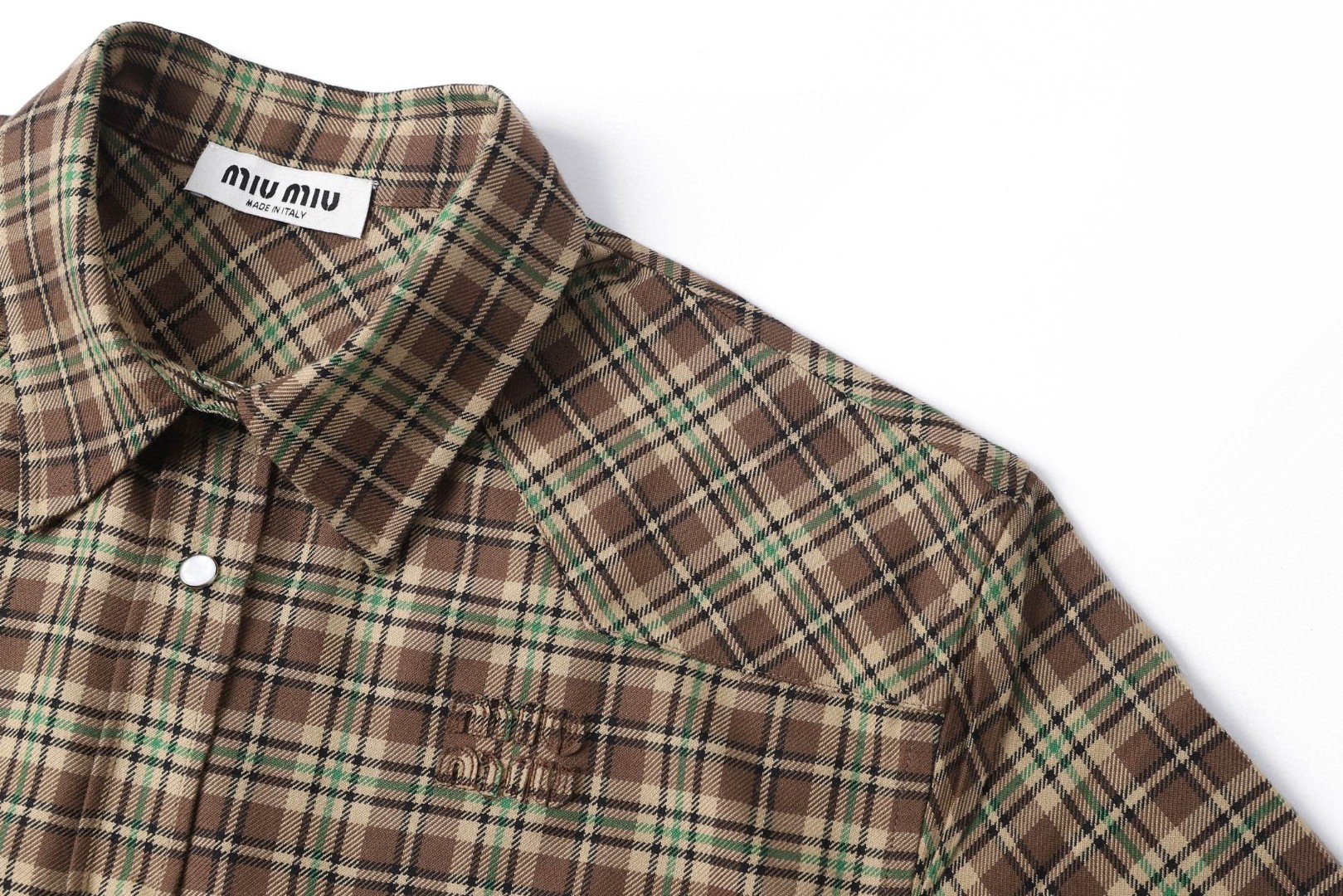 MIU MIU 缪缪 翻领单排扣格子衬衫 外套 长袖 B0 MK1969-174R-F0C59