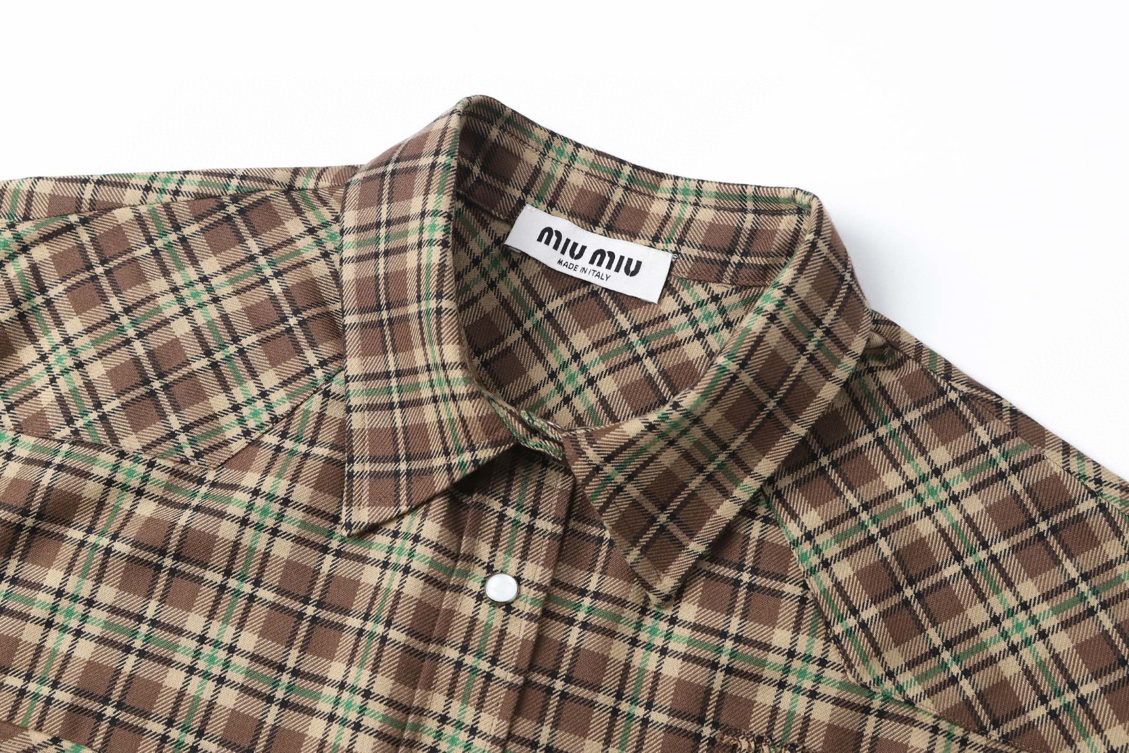 MIU MIU 缪缪 翻领单排扣格子衬衫 外套 长袖 B0 MK1969-174R-F0C59