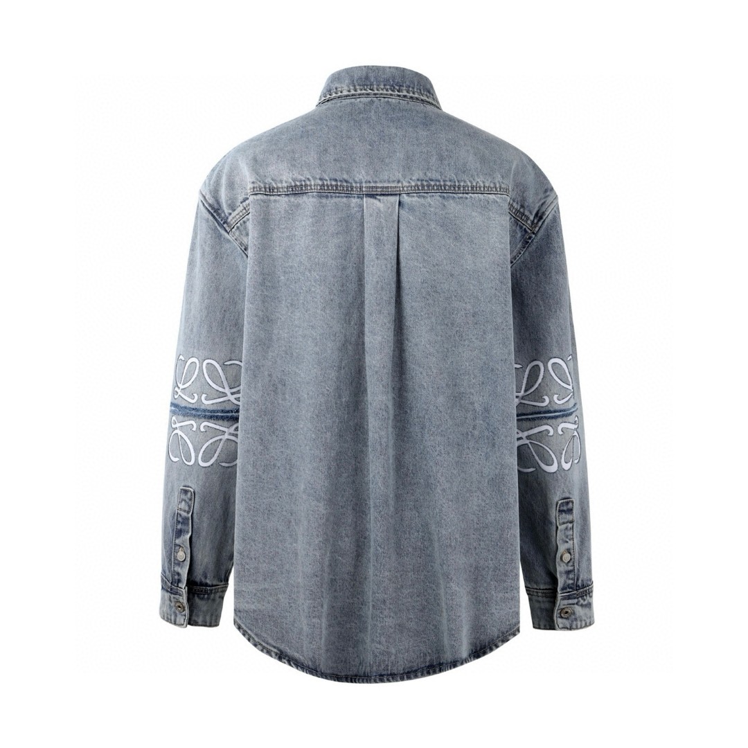 Loewe 罗意威 手臂激光烧花牛仔衬衫 牛仔衣 外套 长袖 秋冬 蓝色 B5 H526Y1DW13-6395