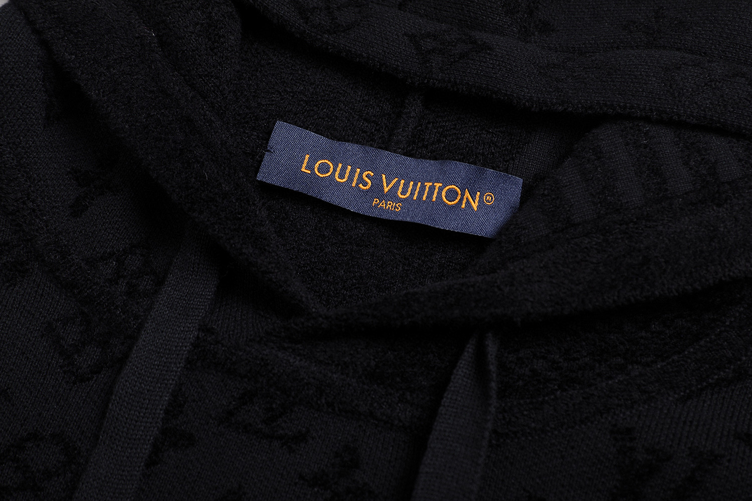 LOUIS VUITTON 路易威登 LV 斜纹提花针织帽衫 连帽卫衣 外套 长袖 黑色 蓝色 B0 1AHCMY