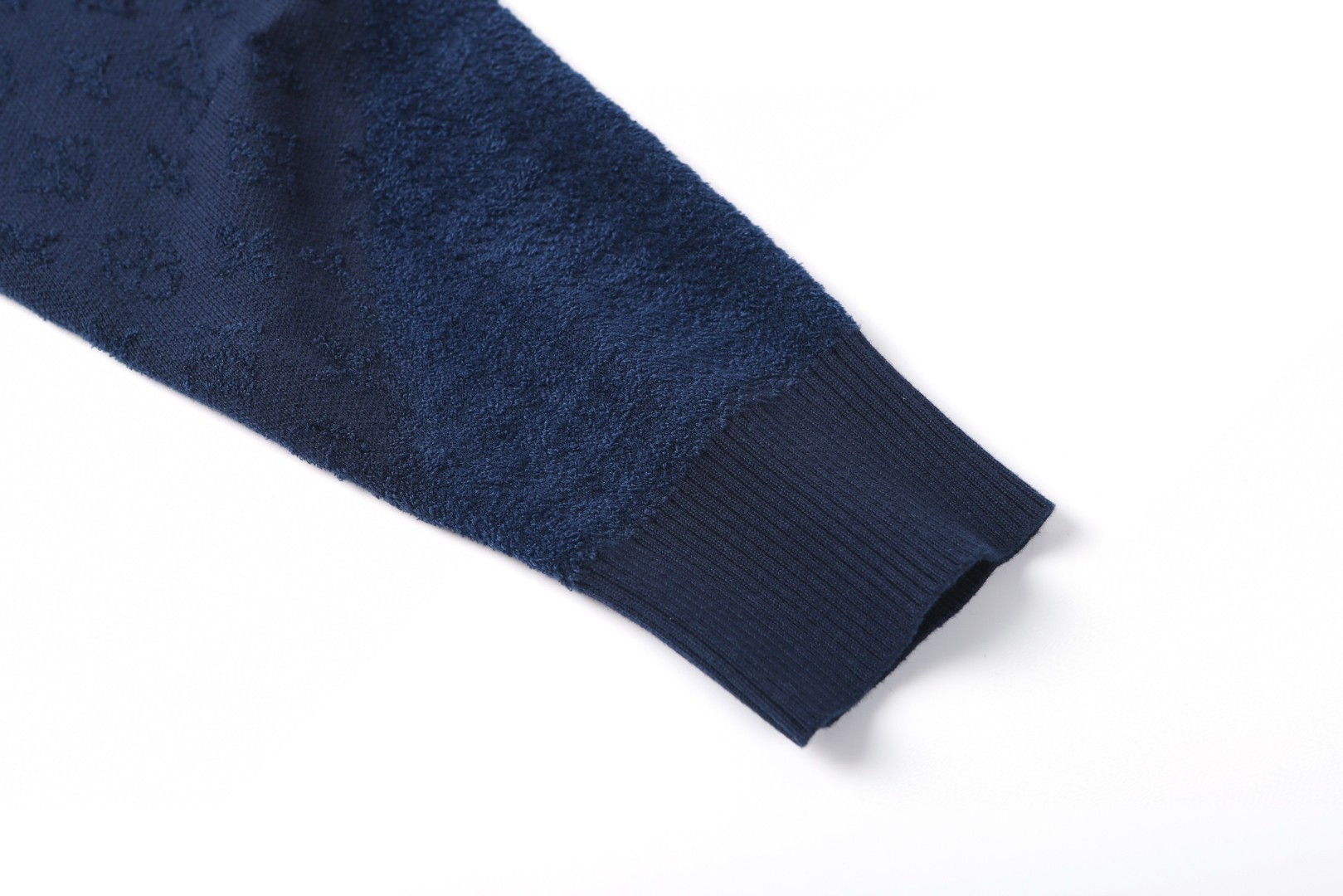 LOUIS VUITTON 路易威登 LV 斜纹提花针织帽衫 连帽卫衣 外套 长袖 黑色 蓝色 B0 1AHCMY