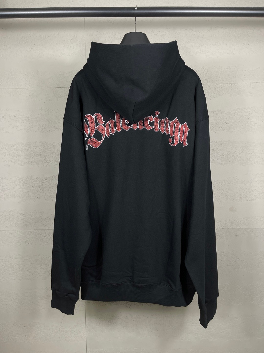 Balenciaga 巴黎世家 徽章图标字母logo电脑直喷印花连帽卫衣 外套 长袖 黑色 B0 767877TTVH51041