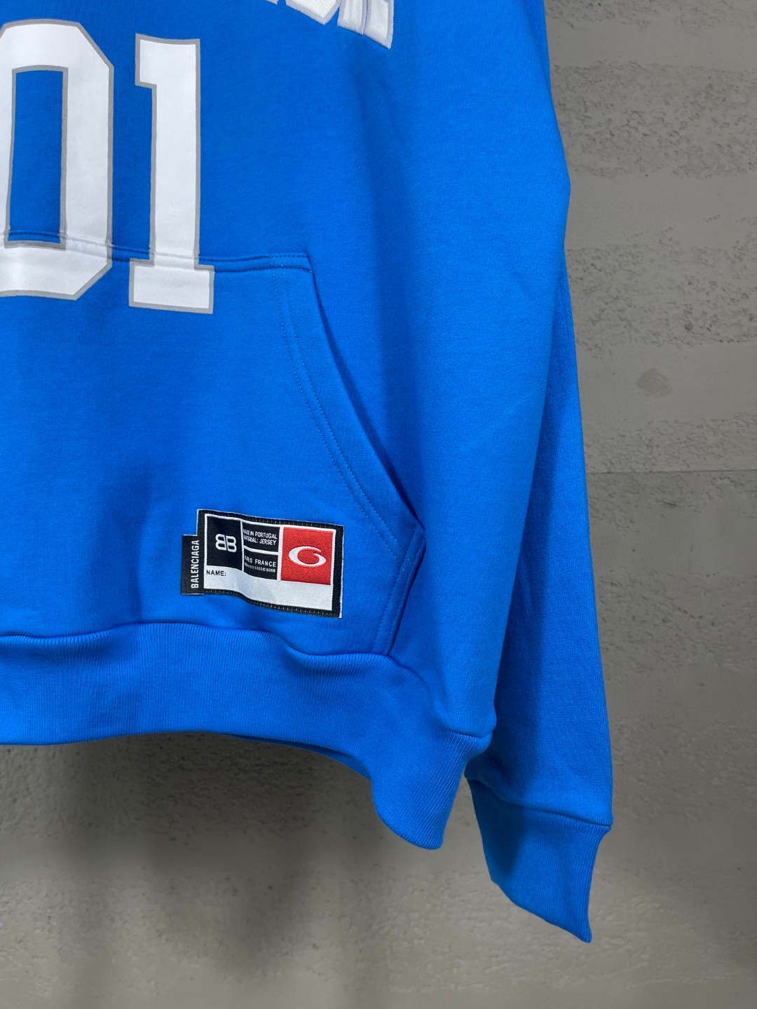 Balenciaga 巴黎世家 篮球球服绣花印花连帽卫衣 外套 长袖 蓝色 A5 821861TRVW84003