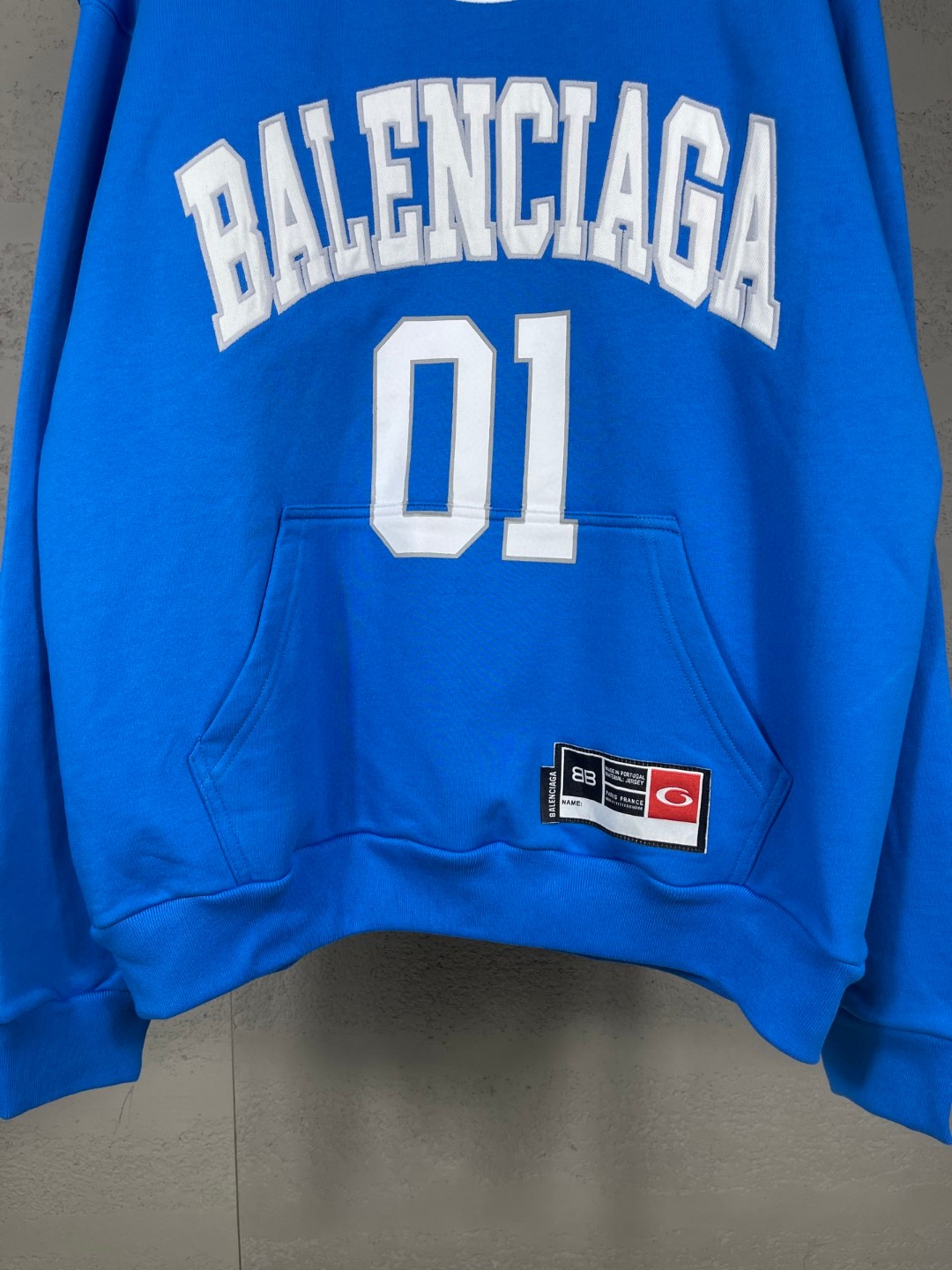 Balenciaga 巴黎世家 篮球球服绣花印花连帽卫衣 外套 长袖 蓝色 A5 821861TRVW84003