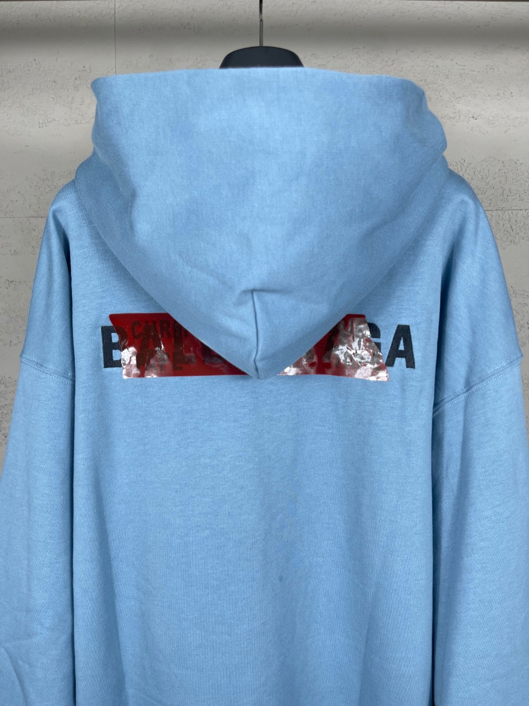 Balenciaga 巴黎世家 前后字母logo刺绣胶带压胶连帽卫衣 外套 长袖 蓝色 A5 767877TSVG18704