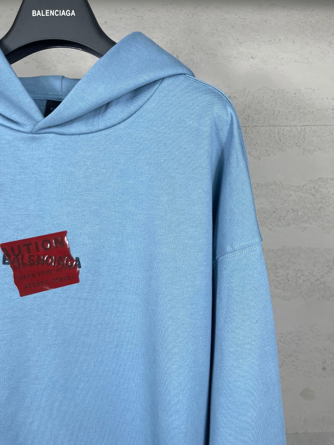 Balenciaga 巴黎世家 前后字母logo刺绣胶带压胶连帽卫衣 外套 长袖 蓝色 A5 767877TSVG18704