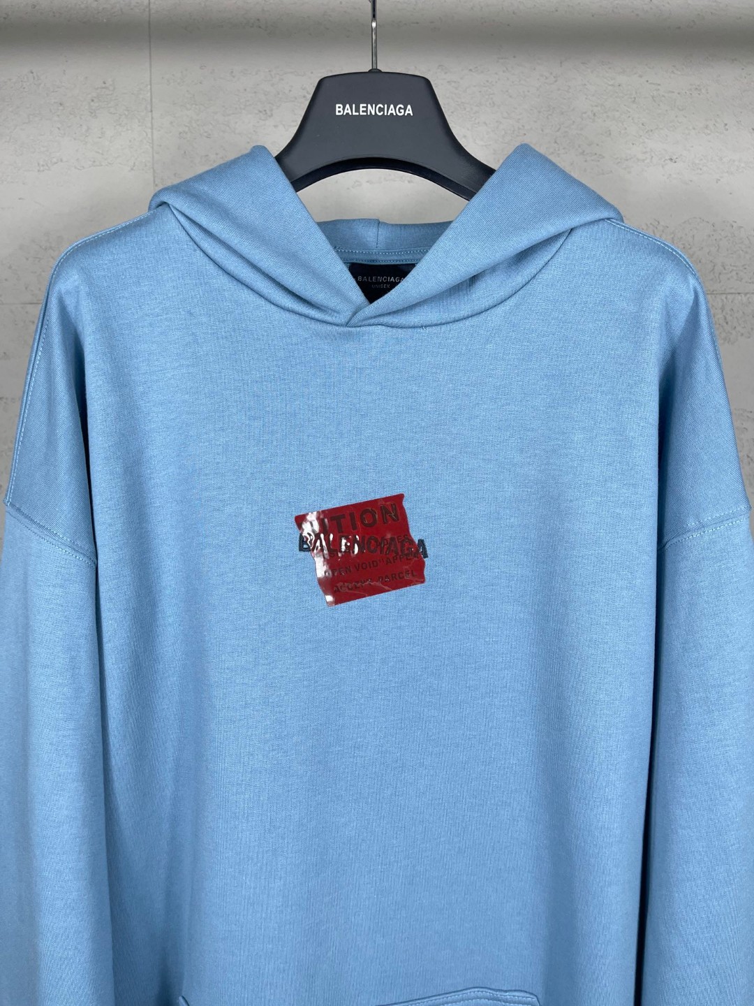 Balenciaga 巴黎世家 前后字母logo刺绣胶带压胶连帽卫衣 外套 长袖 蓝色 A5 767877TSVG18704
