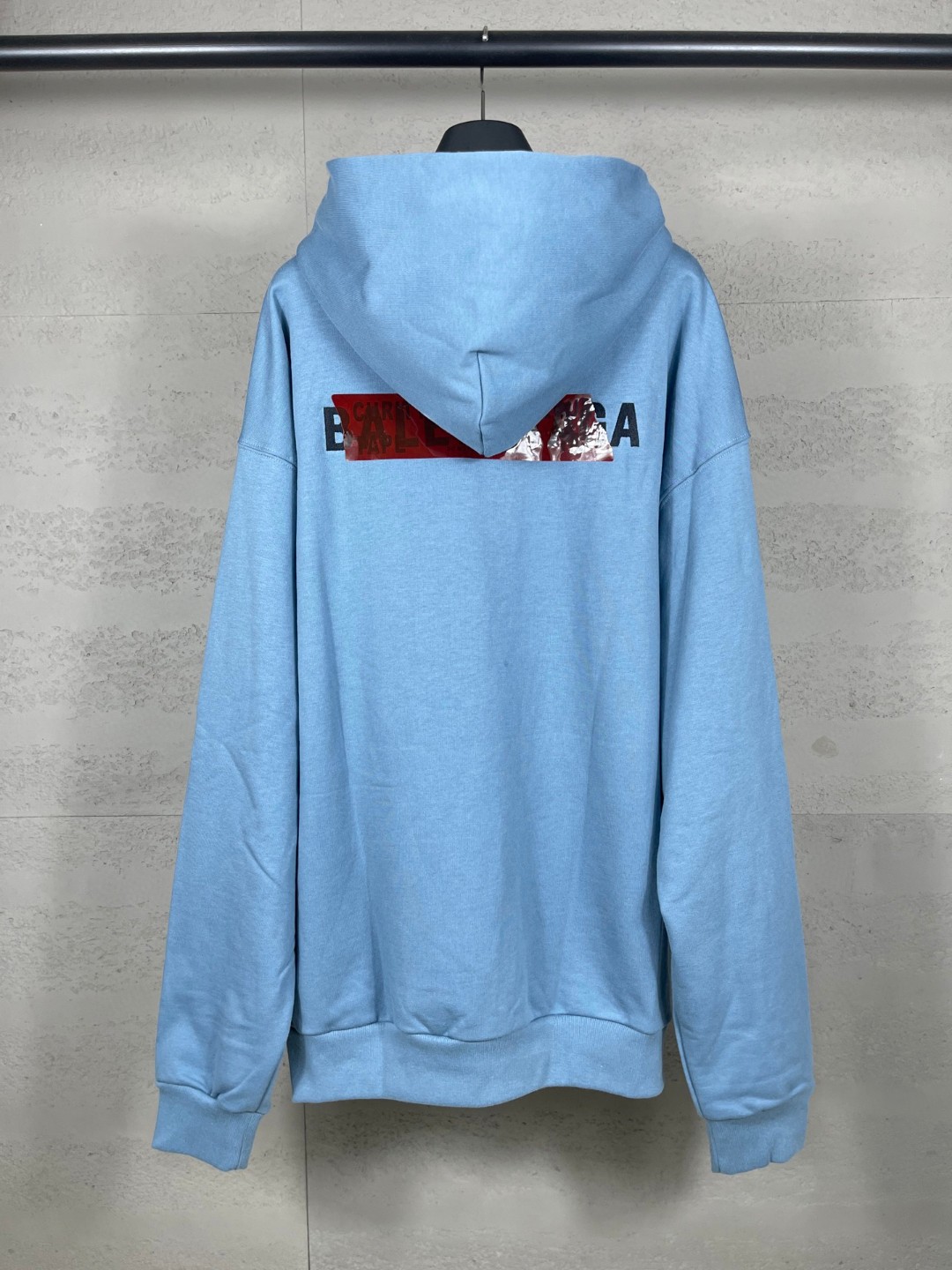 Balenciaga 巴黎世家 前后字母logo刺绣胶带压胶连帽卫衣 外套 长袖 蓝色 A5 767877TSVG18704