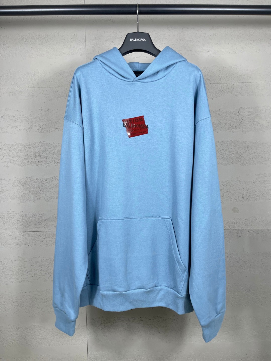 Balenciaga 巴黎世家 前后字母logo刺绣胶带压胶连帽卫衣 外套 长袖 蓝色 A5 767877TSVG18704