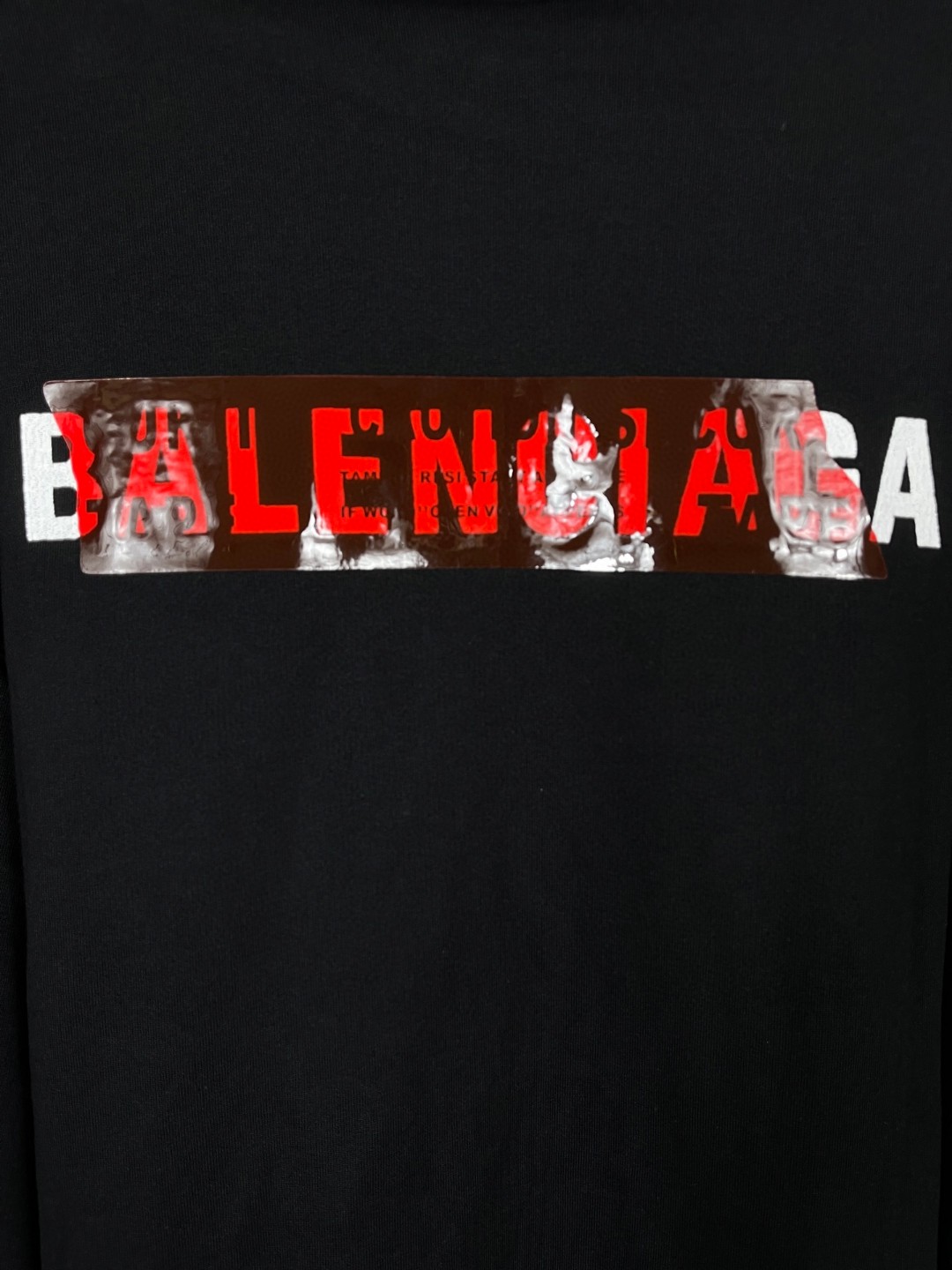 Balenciaga 巴黎世家 前后字母logo刺绣胶带压胶连帽卫衣 外套 长袖 黑色 A5 767877TSVG18737