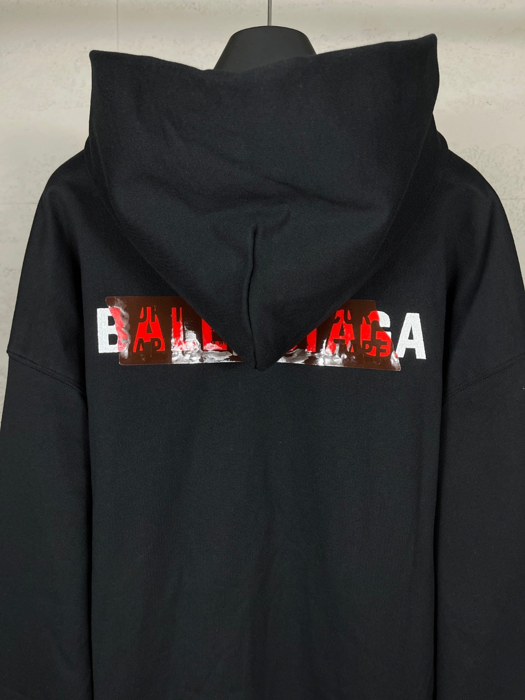 Balenciaga 巴黎世家 前后字母logo刺绣胶带压胶连帽卫衣 外套 长袖 黑色 A5 767877TSVG18737