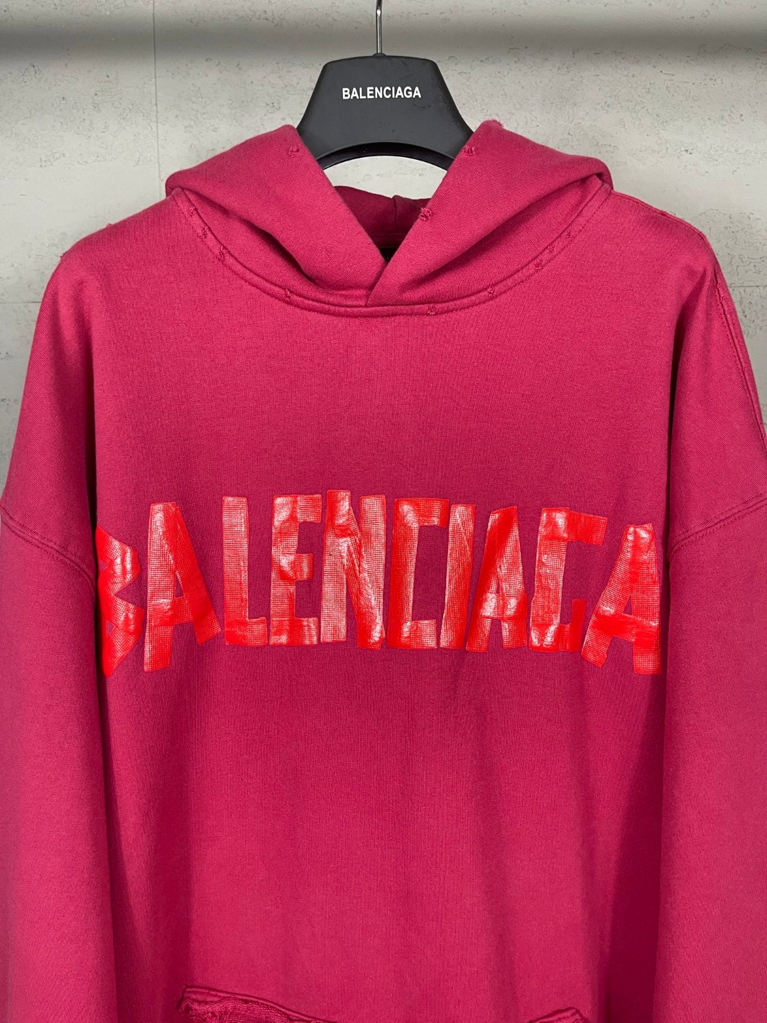Balenciaga 巴黎世家 胶带直喷印花连帽卫衣 外套 长袖 红色 B0 744441TSVJ95003