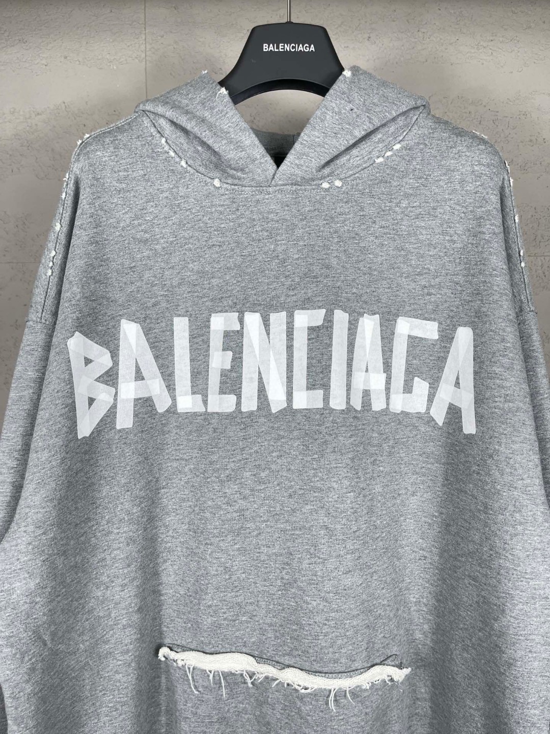 Balenciaga 巴黎世家 胶带直喷印花连帽卫衣 外套 长袖 灰色 B0 744441TRVK21300