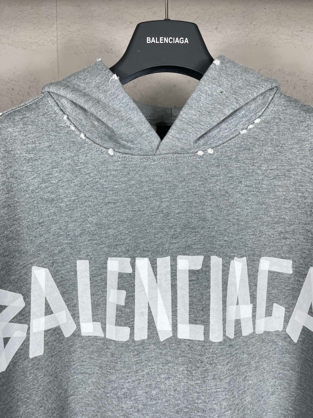 Balenciaga 巴黎世家 胶带直喷印花连帽卫衣 外套 长袖 灰色 B0 744441TRVK21300