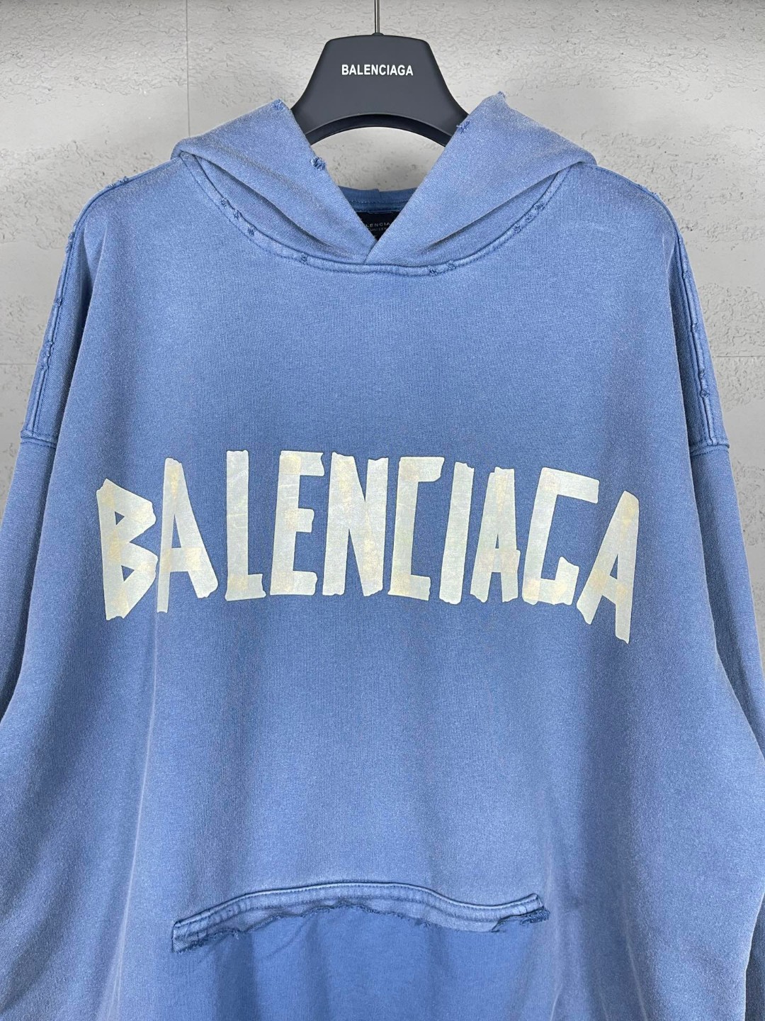 Balenciaga 巴黎世家 胶带直喷印花连帽卫衣 外套 长袖 蓝色 B0 744441TOVB19000