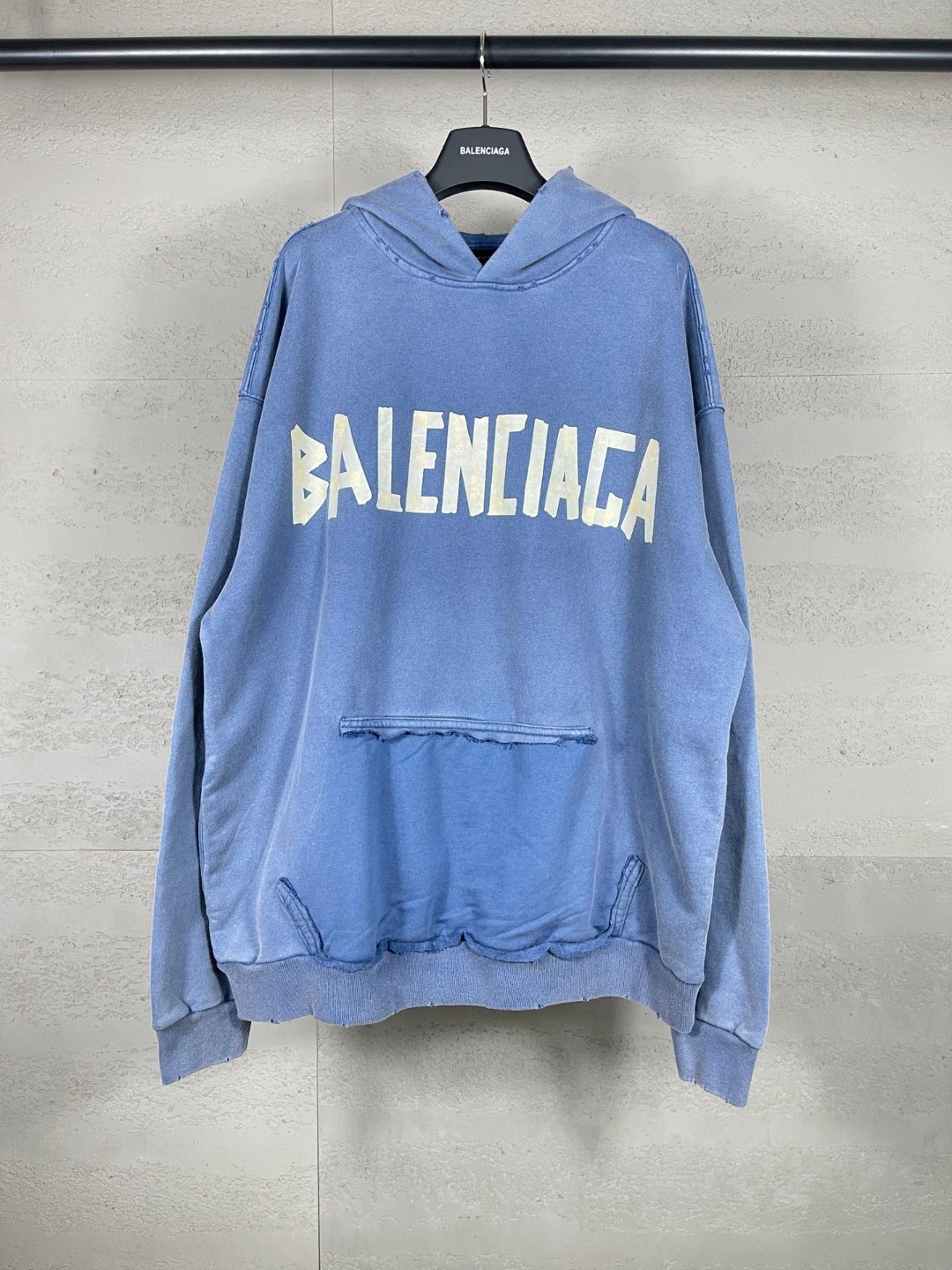 Balenciaga 巴黎世家 胶带直喷印花连帽卫衣 外套 长袖 蓝色 B0 744441TOVB19000
