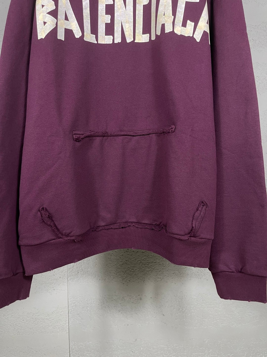 Balenciaga 巴黎世家 胶带直喷印花连帽卫衣 外套 长袖 酒红色 B0 744441TQVA94029