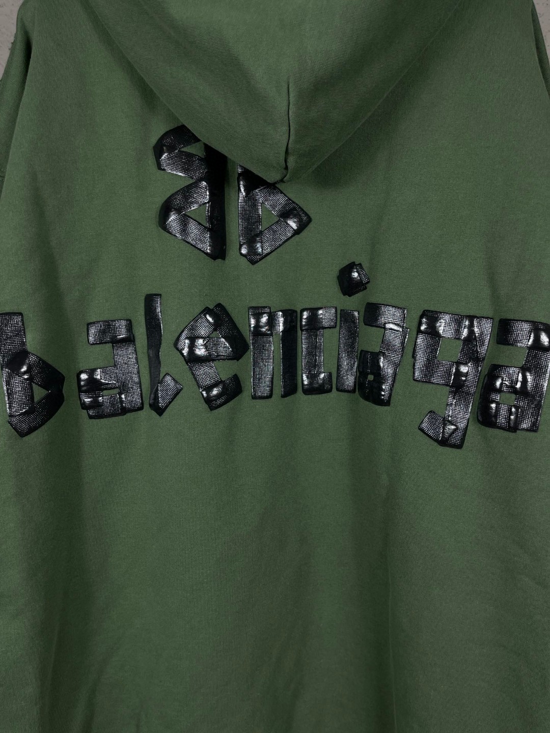 Balenciaga 巴黎世家 胶带直喷印花连帽卫衣 外套 长袖 绿色 B0 744441TQVQ93004