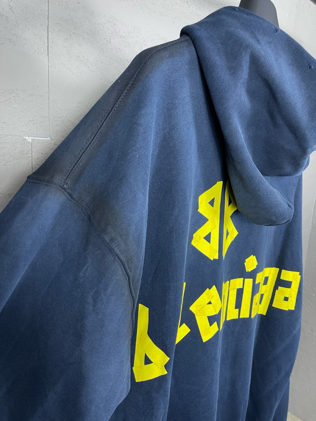 Balenciaga 巴黎世家 胶带直喷印花连帽卫衣 外套 长袖 宝蓝色 B0 