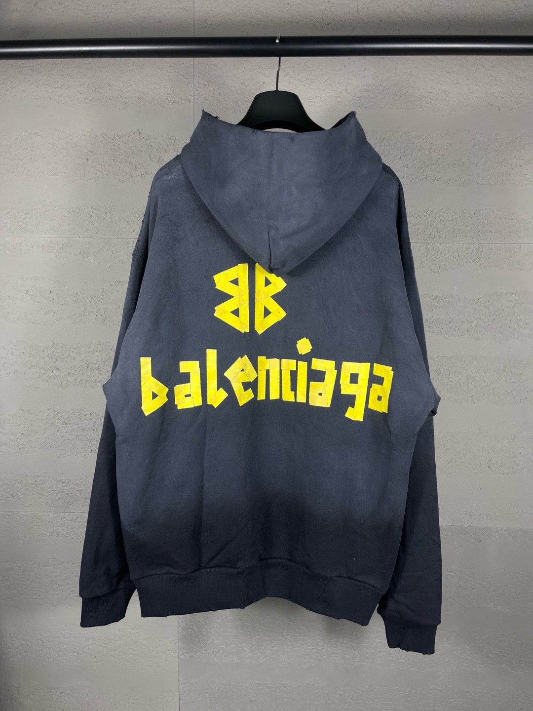 Balenciaga 巴黎世家 胶带直喷印花连帽卫衣 外套 长袖 深蓝色 B0 744441TOVB14140