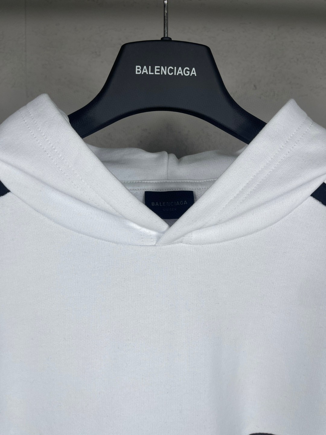 Balenciaga 巴黎世家 肩袖拼色胸口刺绣双环logo连帽卫衣 外套 长袖 白色 B0 829685TSVH19081