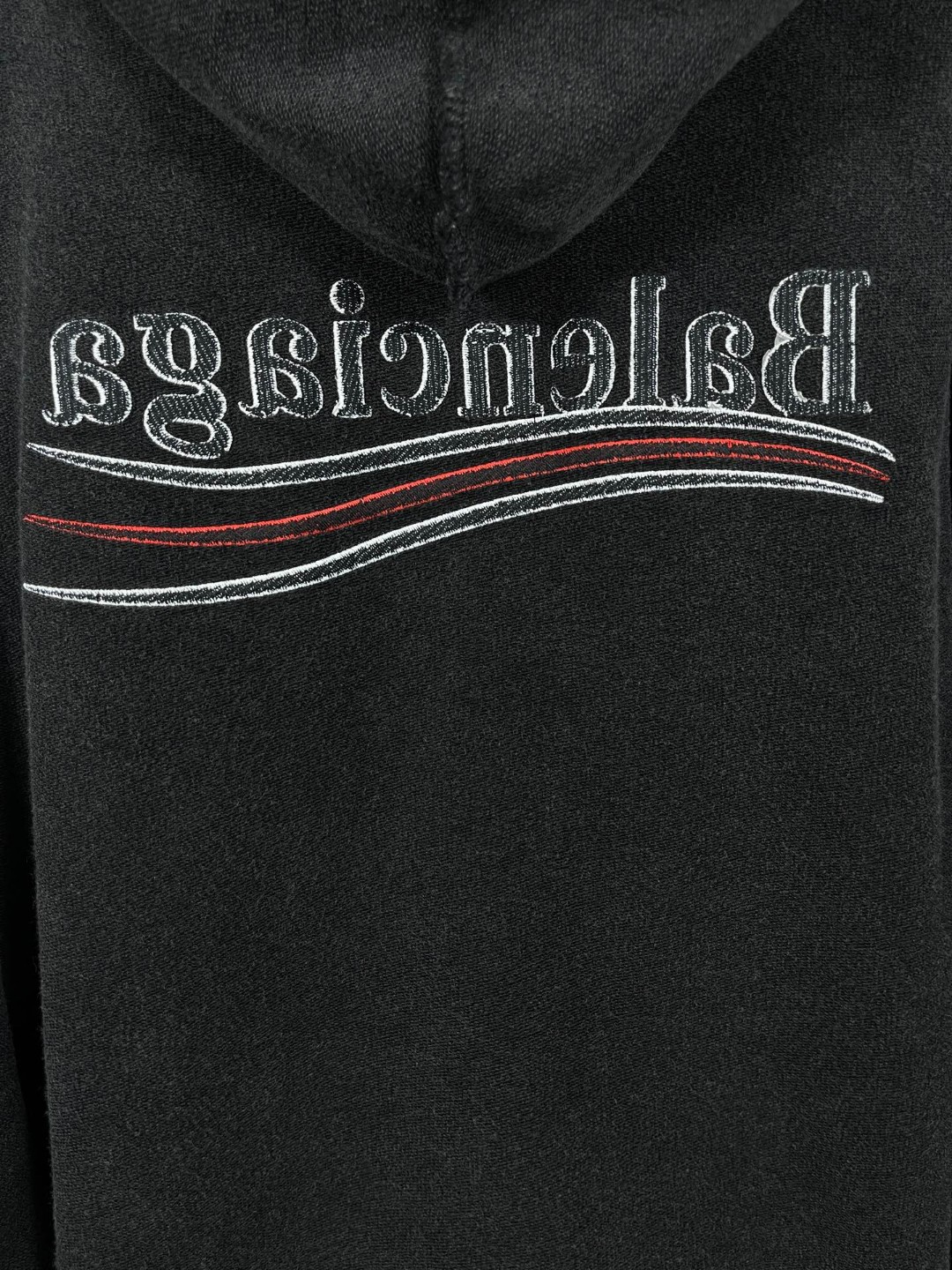 Balenciaga 巴黎世家 经典可乐海浪花logo洗水做旧拉链连帽卫衣 外套 长袖 黑灰色 B0 830253TSVF29668