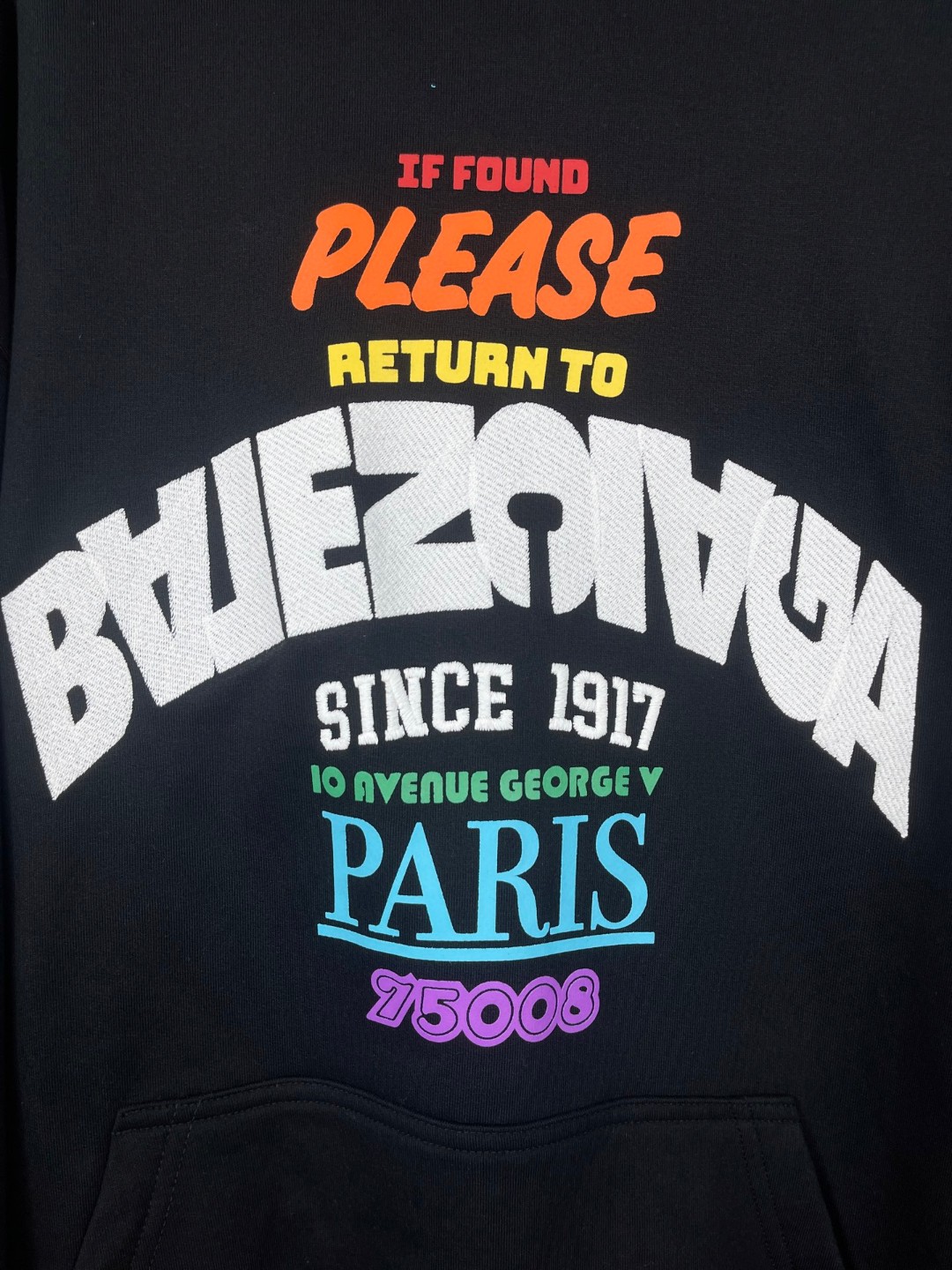 Balenciaga 巴黎世家 彩色印花刺绣连帽卫衣 外套 长袖 黑色 B0