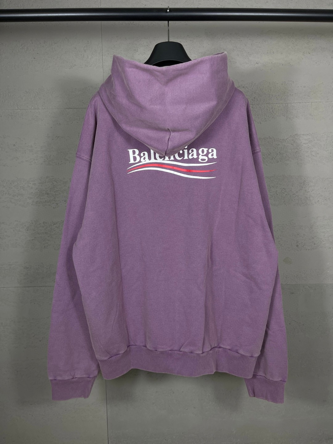 Balenciaga 巴黎世家 可乐印花拉裂水洗做旧连帽卫衣 外套 长袖  紫色 B0 767877TQVN63569