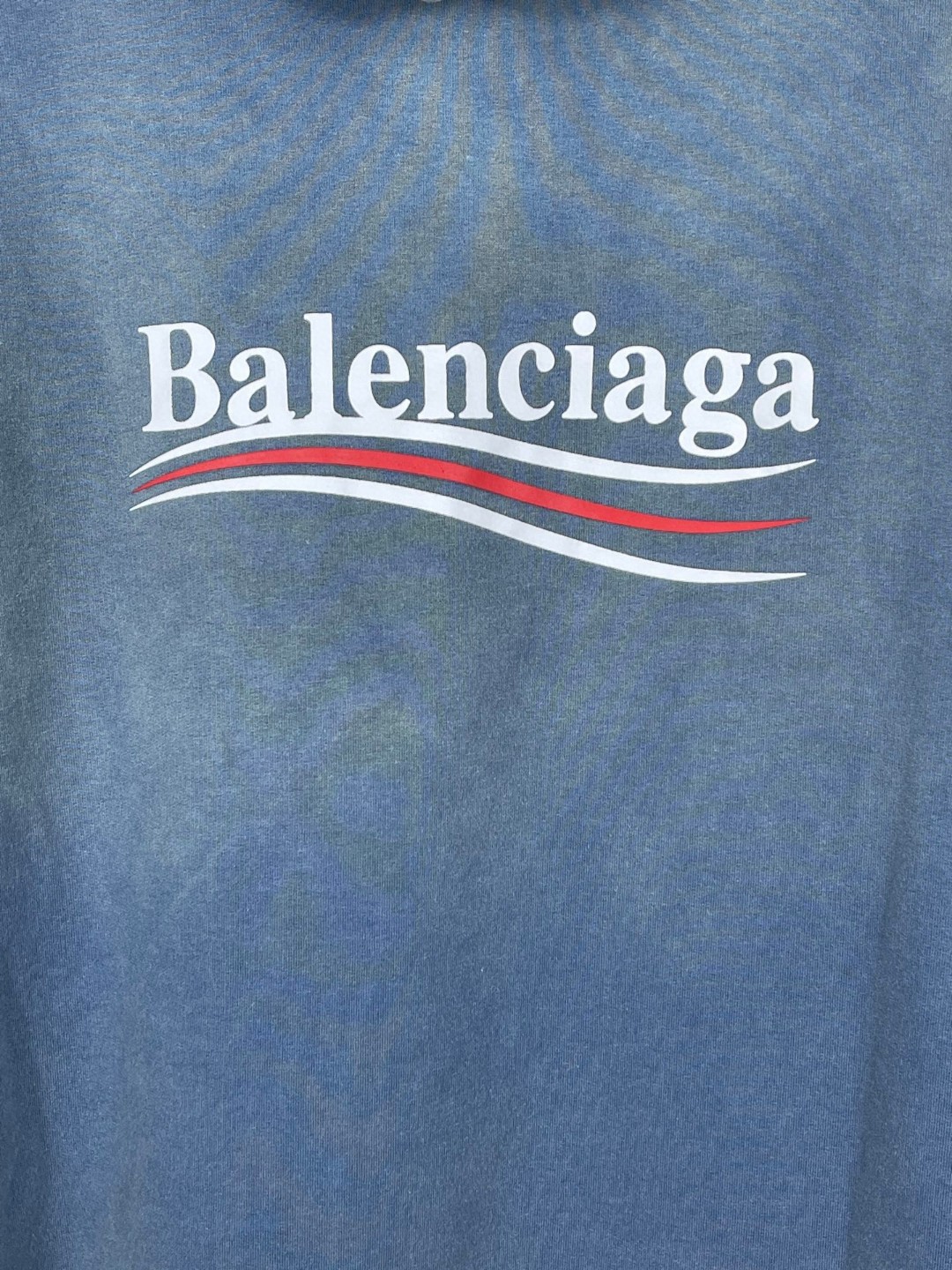 Balenciaga 巴黎世家 可乐印花拉裂水洗做旧连帽卫衣 外套 长袖 蓝色 B0 767877TRVB19798