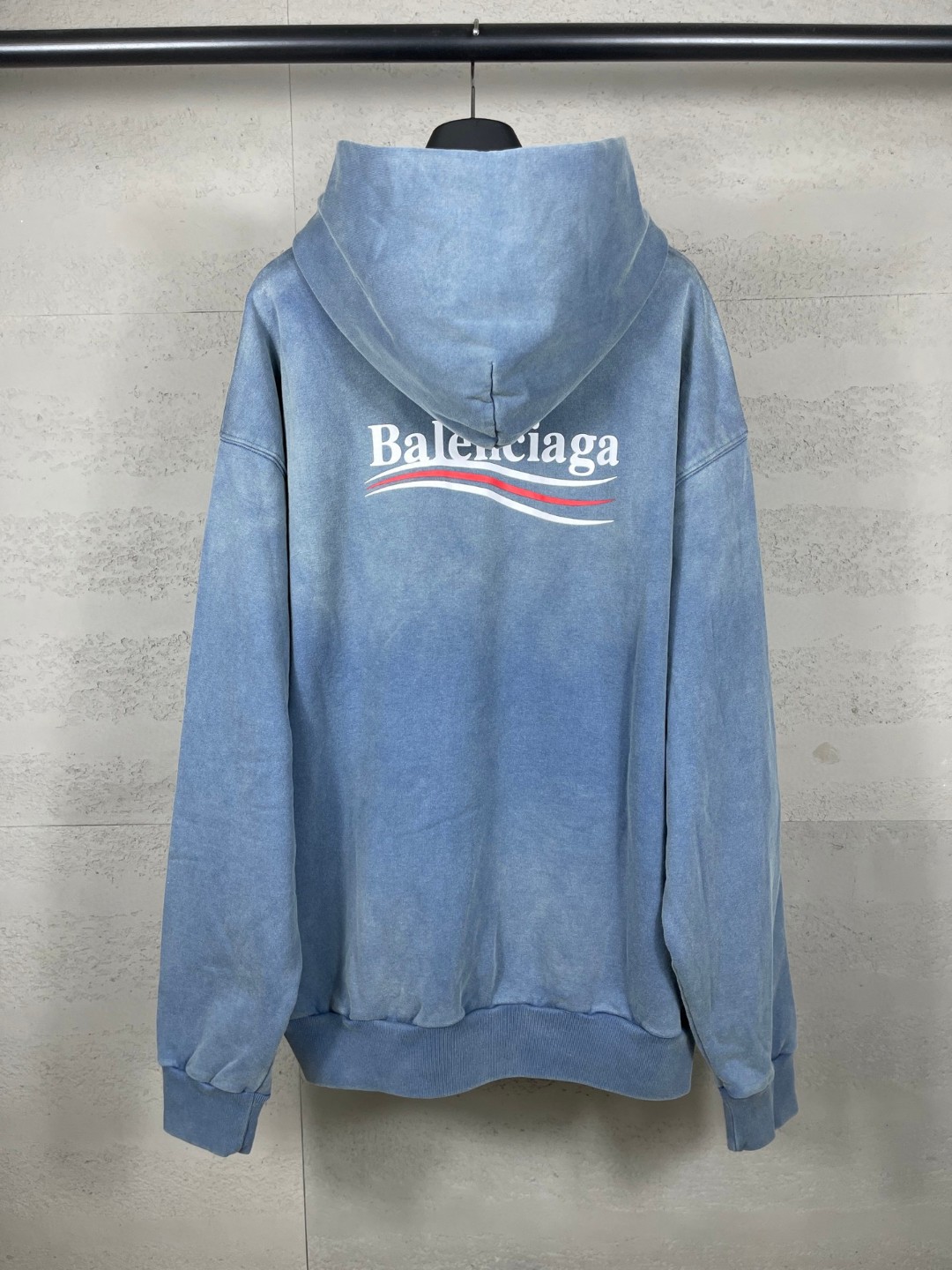 Balenciaga 巴黎世家 可乐印花拉裂水洗做旧连帽卫衣 外套 长袖 蓝色 B0 767877TRVB19798