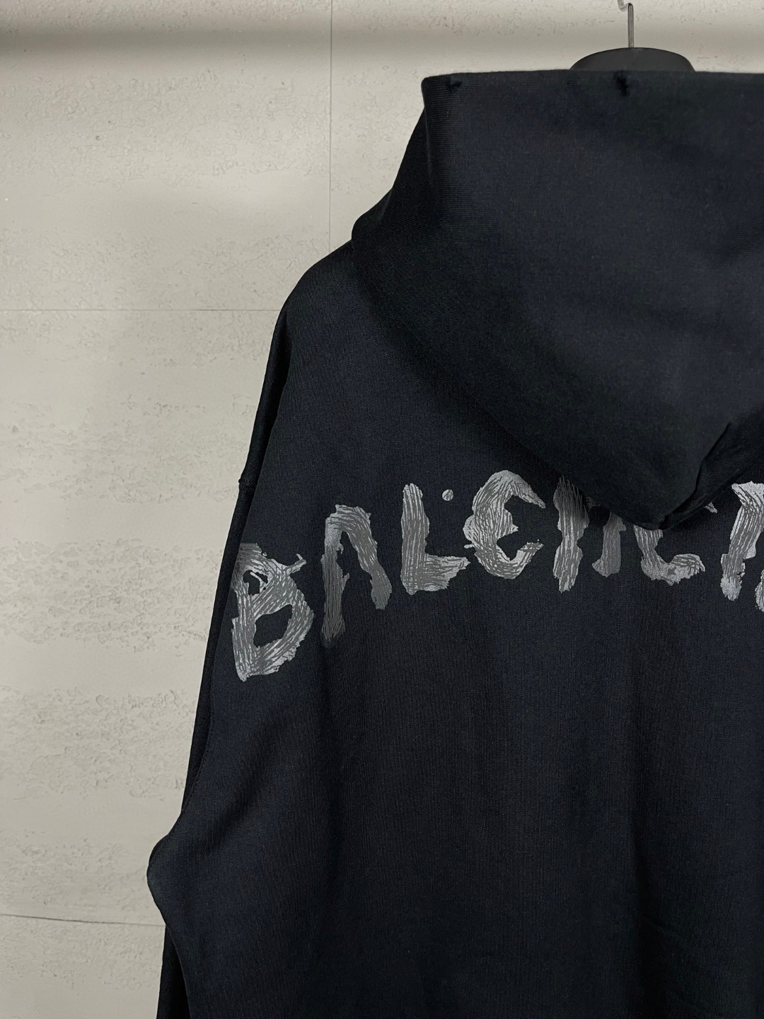 Balenciaga 巴黎世家 后背logo拉浆印花洗水磨烂拉链连帽卫衣 外套 长袖 黑色 B0 803264TRVU11041