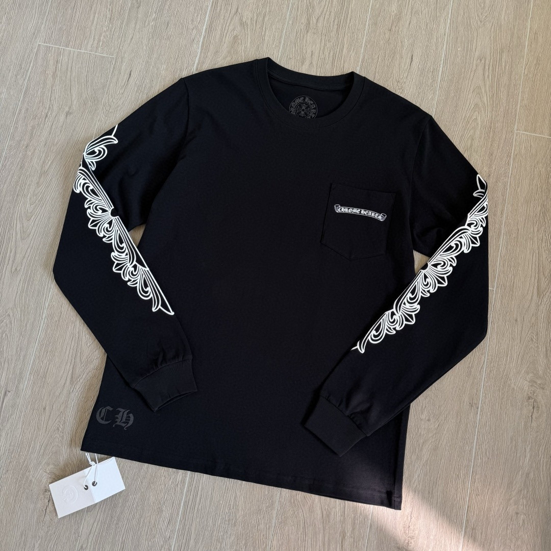 Chrome Hearts 克罗心 Aspen限定 Mattyboy 联名 黑白插肩花臂长袖卫衣 T恤 套头 黑色 A5 CH-66477067