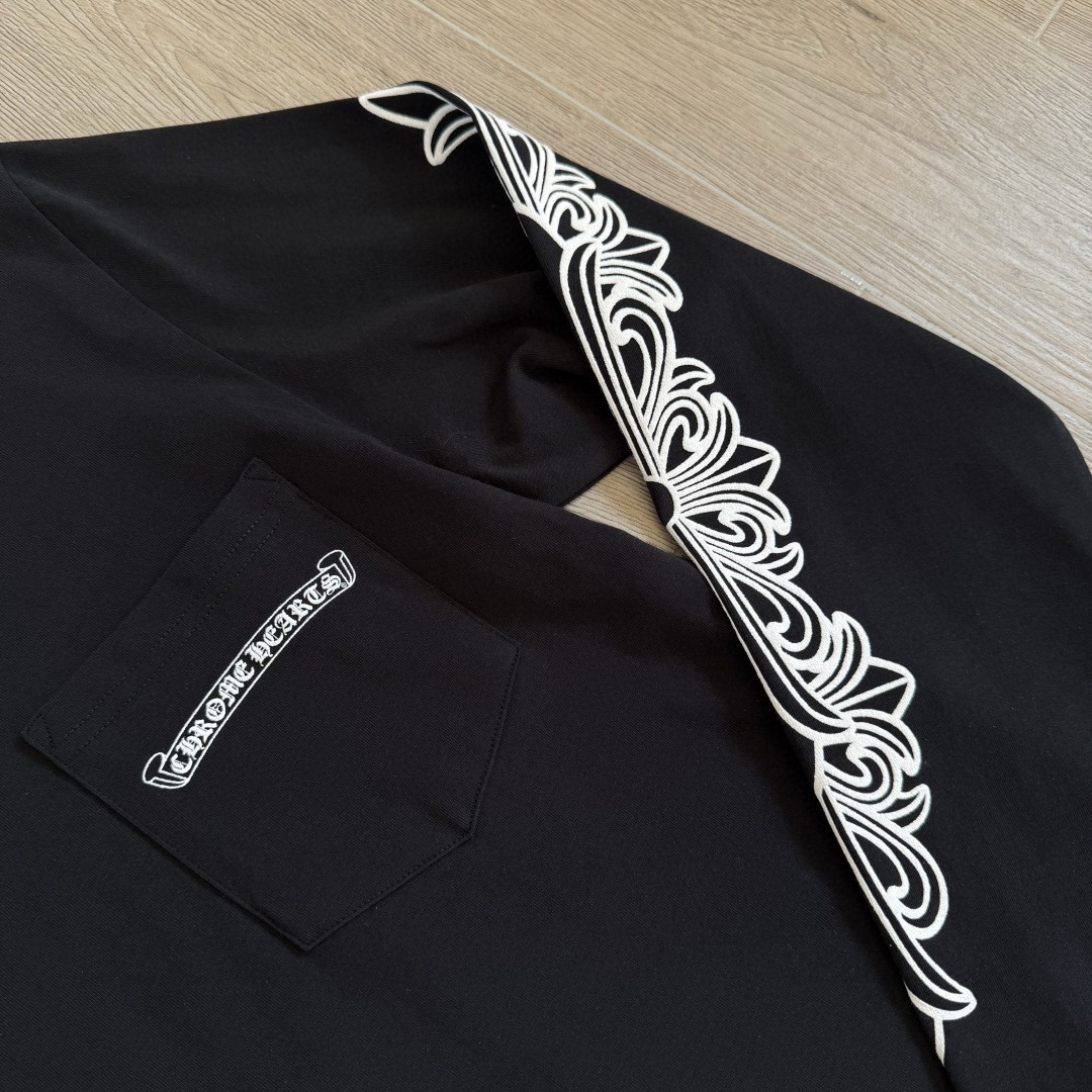 Chrome Hearts 克罗心 Aspen限定 Mattyboy 联名 黑白插肩花臂长袖卫衣 T恤 套头 黑色 A5 CH-66477067