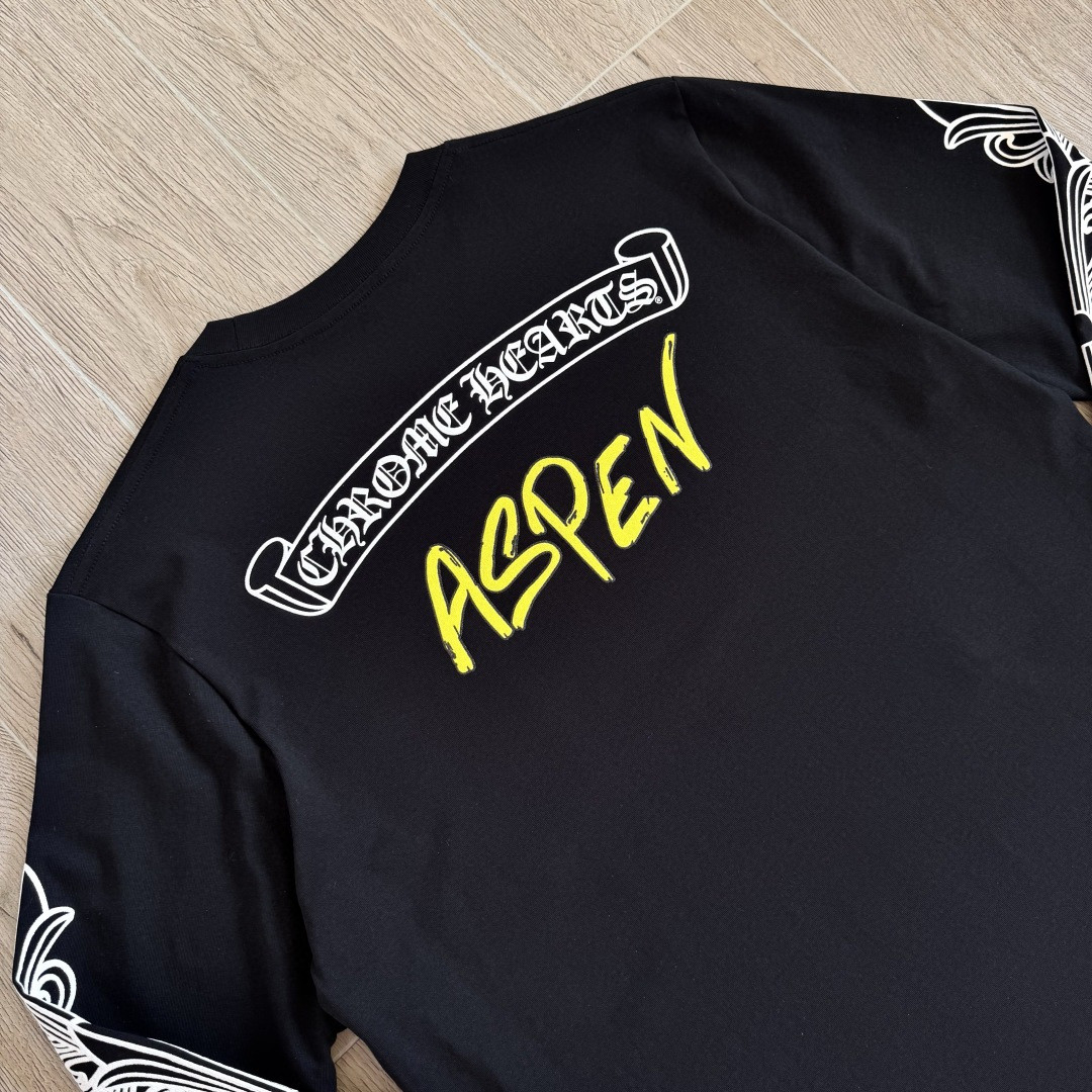 Chrome Hearts 克罗心 Aspen限定 Mattyboy 联名 黑白插肩花臂长袖卫衣 T恤 套头 黑色 A5 CH-66477067