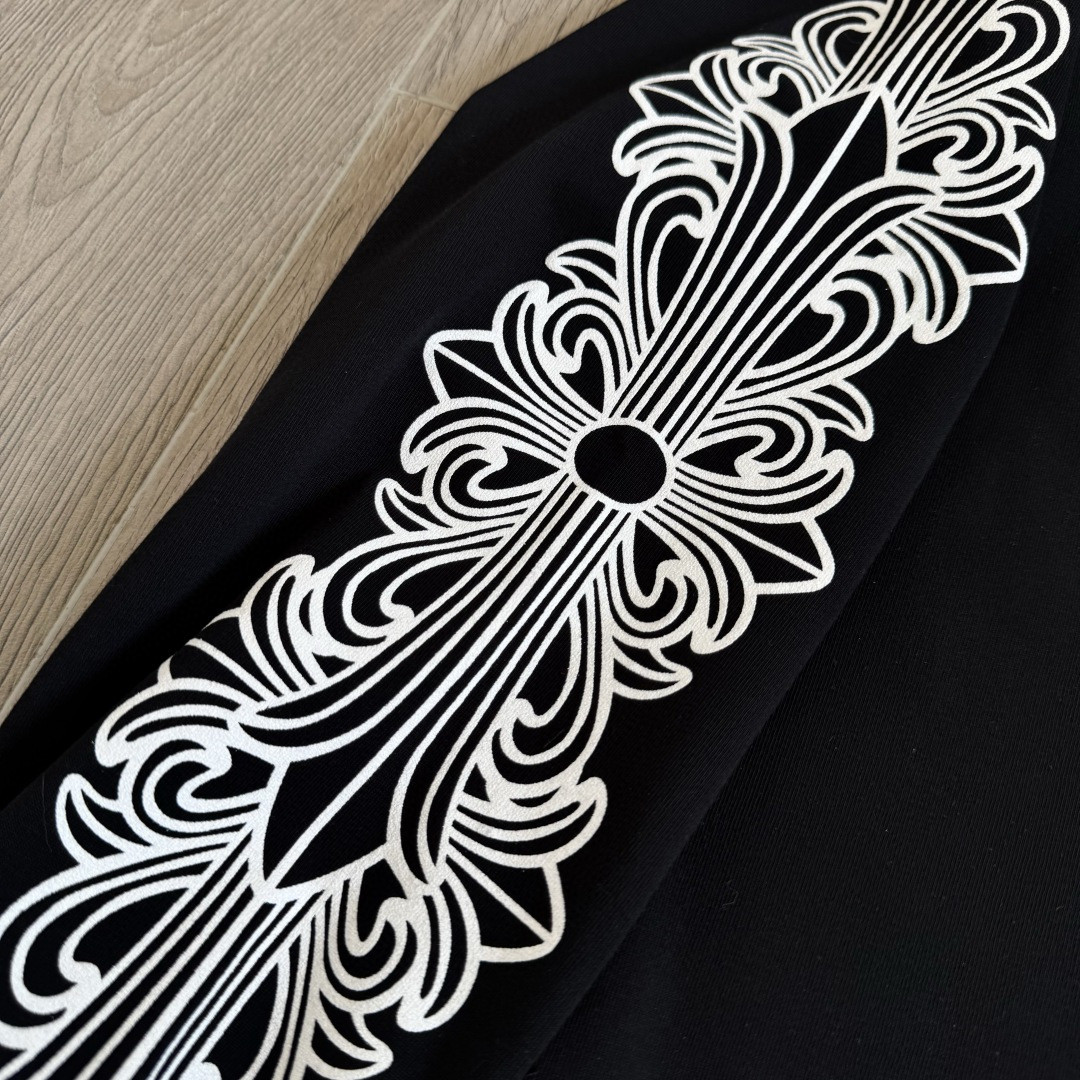 Chrome Hearts 克罗心 Aspen限定 Mattyboy 联名 黑白插肩花臂长袖卫衣 T恤 套头 黑色 A5 CH-66477067