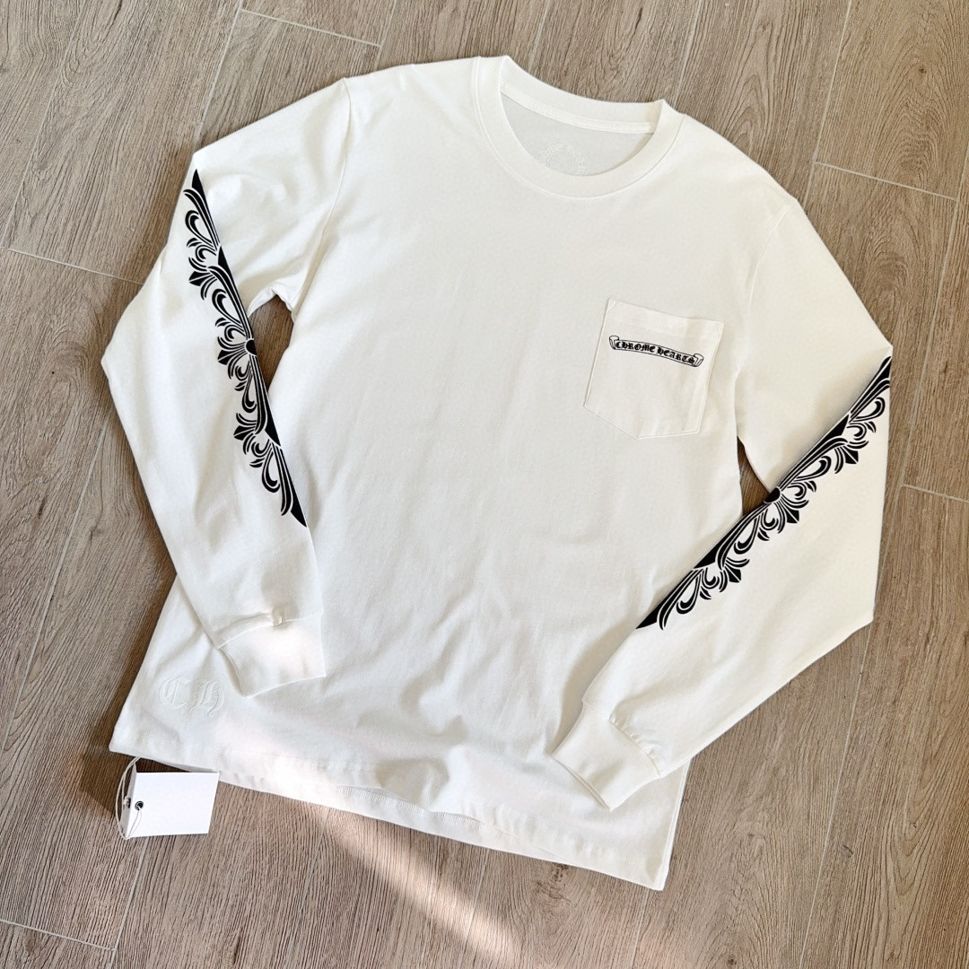 Chrome Hearts 克罗心 Aspen限定 Mattyboy 联名 黑白插肩花臂长袖卫衣 T恤 套头 白色 A5